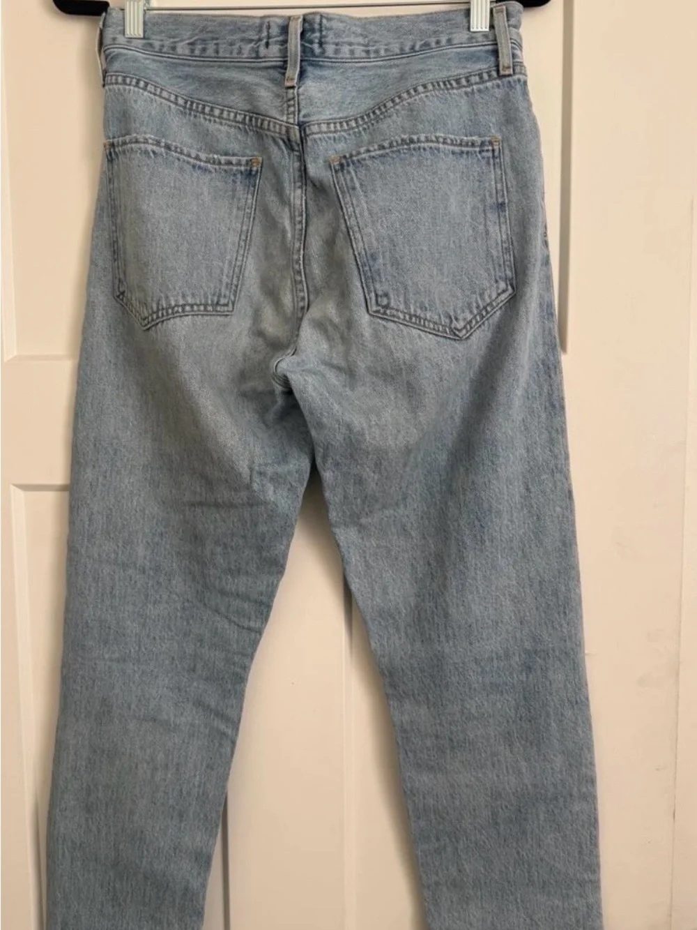 Agolde Light Blue Straight Leg Distressed Jeans